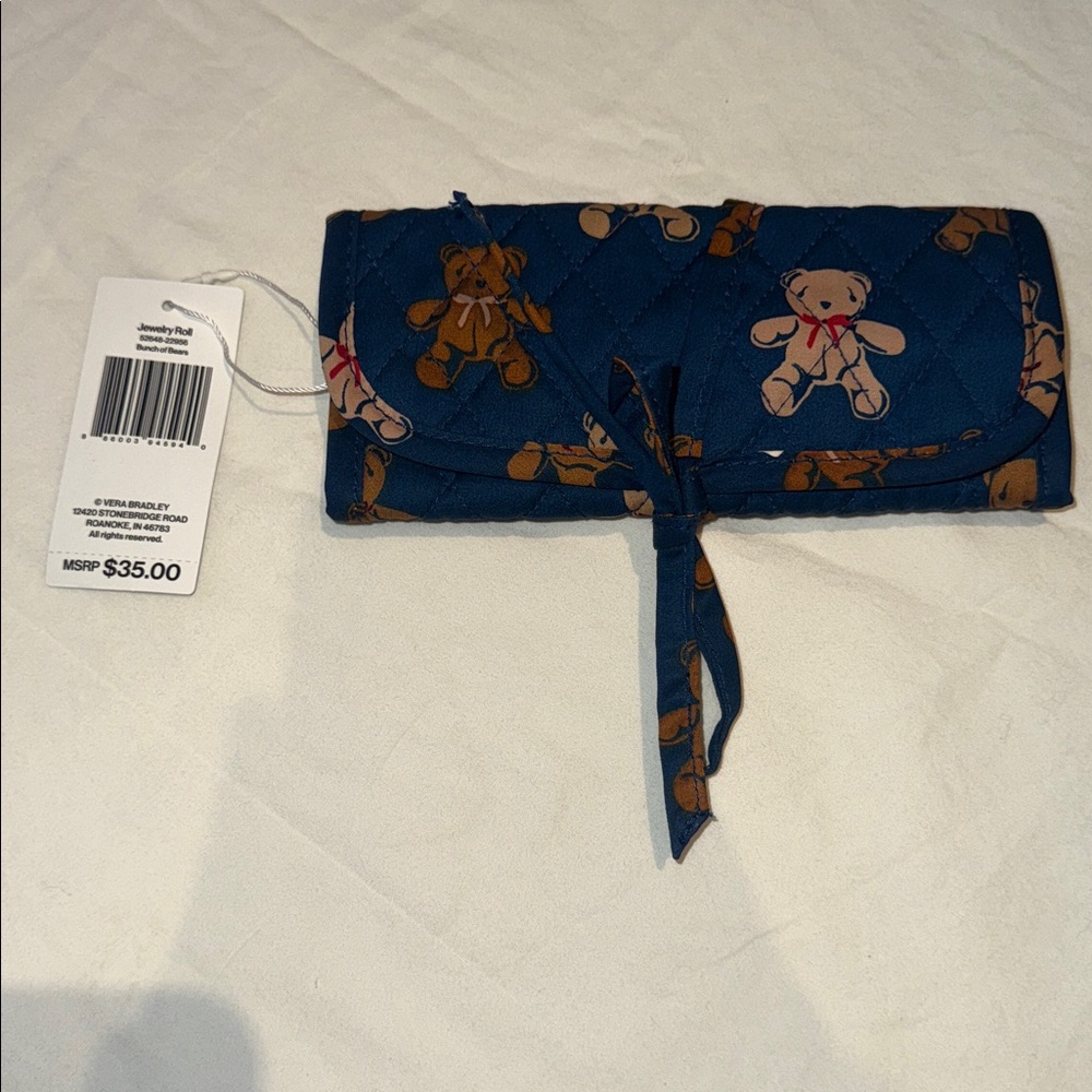 Vera Bradley Blue Bear Print Jewelry Roll